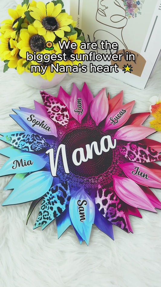 Grandma Mom Sunflower - Personalized Grandma Custom Shaped Wood Sign