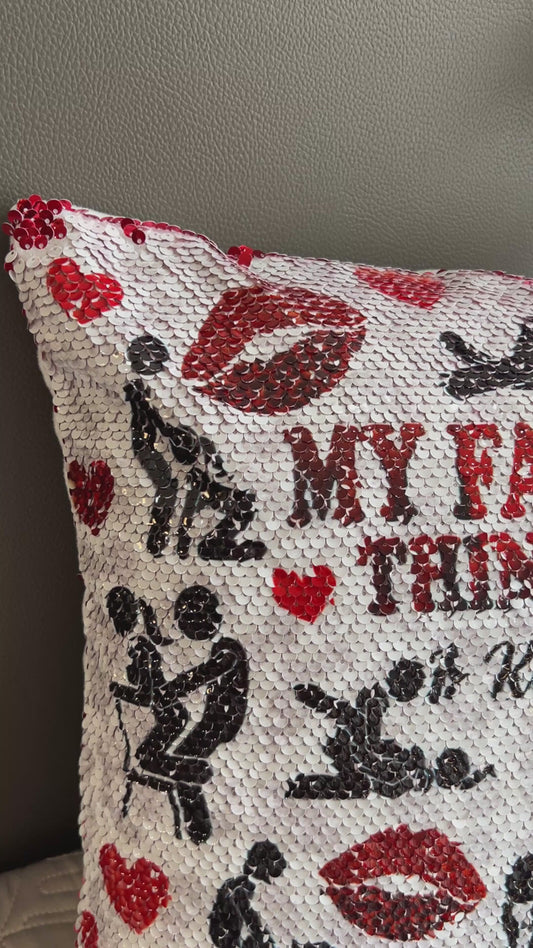 My Favorite Thing To Do Is You - Personalized Couple Sequin Pillow Cover