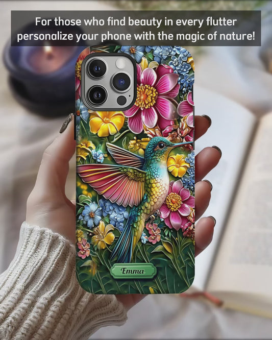 Coque de téléphone personnalisée avec magnifique motif papillon, abeille, libellule et colibri