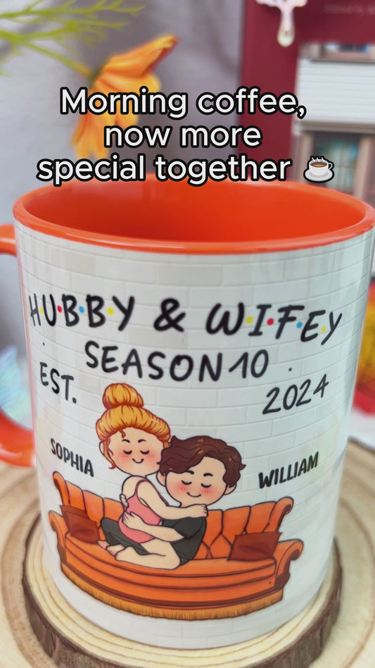 Hubby & Wifey - Personalized Husband And Wife Accent Mug