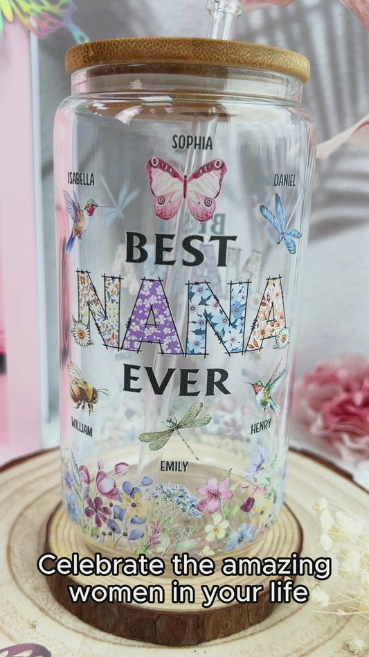 Best Mom Nana Ever - Personalized Mother Can Glass