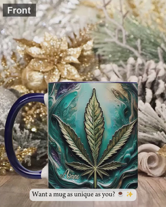 Mug psychédélique personnalisé avec motif cannabis