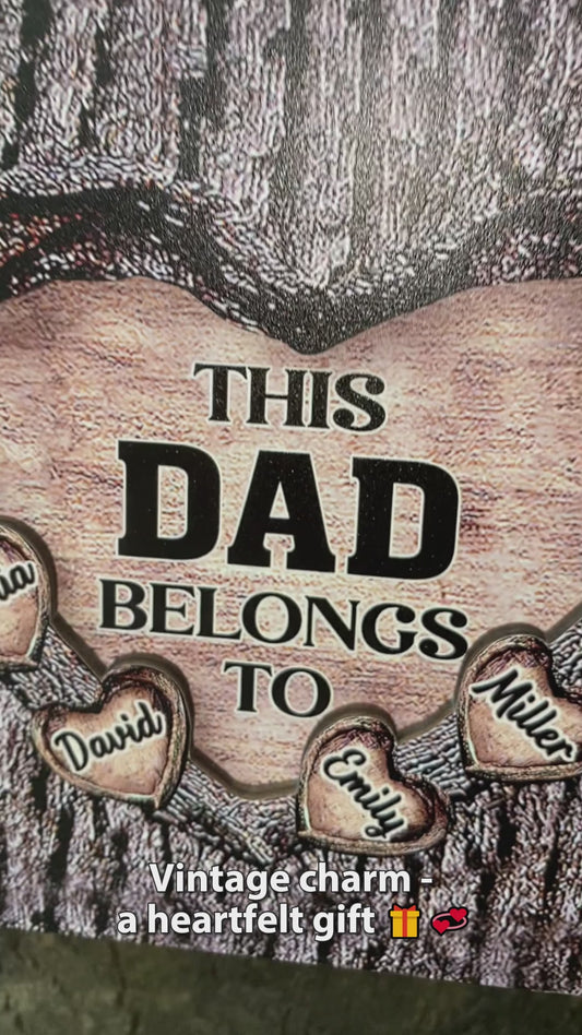 This Dad Mom Grandma Grandpa Belongs To Wooden Heart - Personalized Father 2 Layered Wood Sign / Wood Plaque