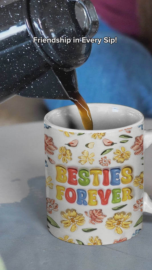 Besties Forever Floral Style - Personalized Bestie Mug