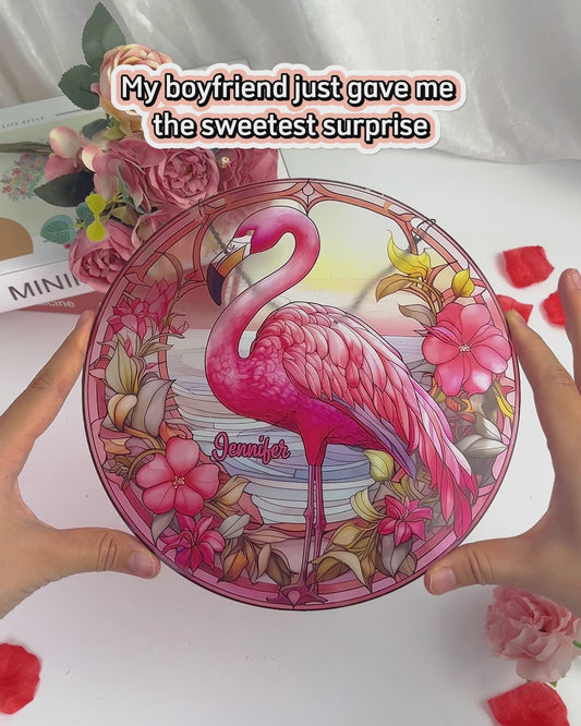 J'adore les flamants roses - Ornement attrape-soleil personnalisé à suspendre à la fenêtre, motif flamant rose 