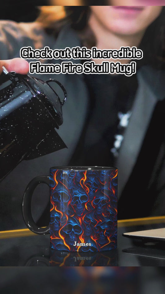 Flame Fire Skull - Personalized Skull Accent Mug