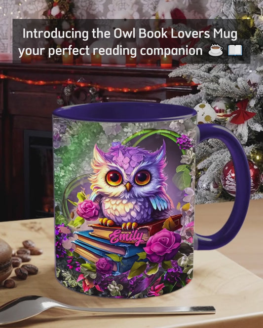 Wunderschöne Eulen-Buchliebhaber - Personalisierte Buch-Akzent-Tasse