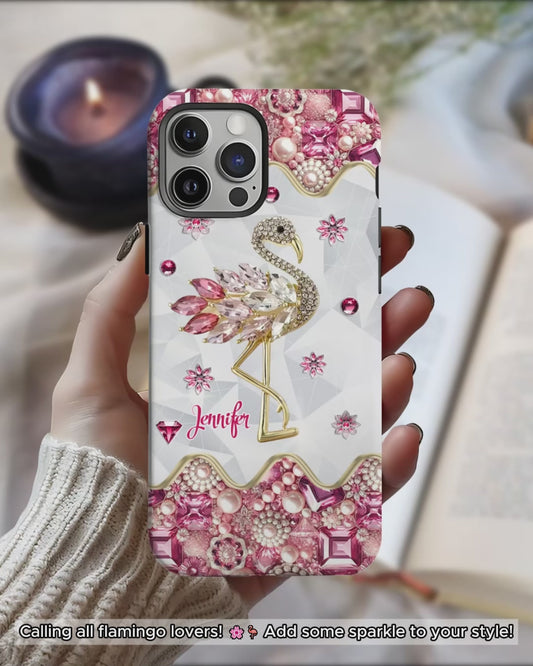 Juste une fille qui aime les flamants roses - Coque de téléphone personnalisée avec impression intégrale de flamants roses