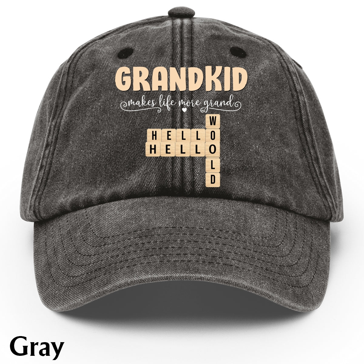 Geschenke für Opa und Oma: Enkelkinder machen das Leben schöner – personalisierte Scrabble-Jeanskappe