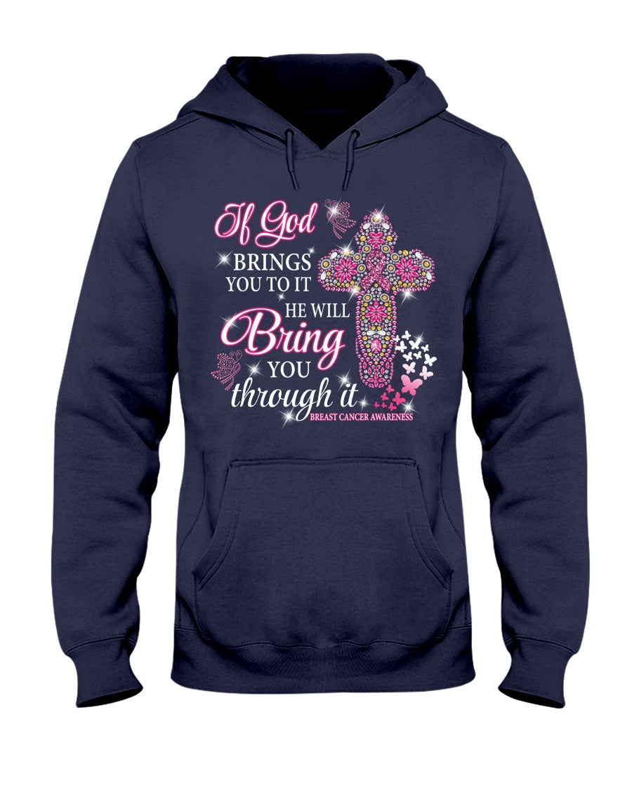 Wenn Gott dich in diese Situation führt, wird er dich auch hindurchführen. Brustkrebs – T-Shirt und Hoodie zur Sensibilisierung für Brustkrebs 0822