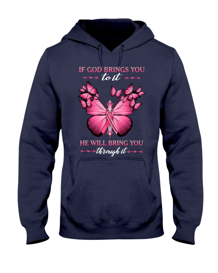 Si Dieu vous y conduit, il vous en sortira. Cancer du sein - T-shirt et sweat à capuche de sensibilisation au cancer du sein 0822