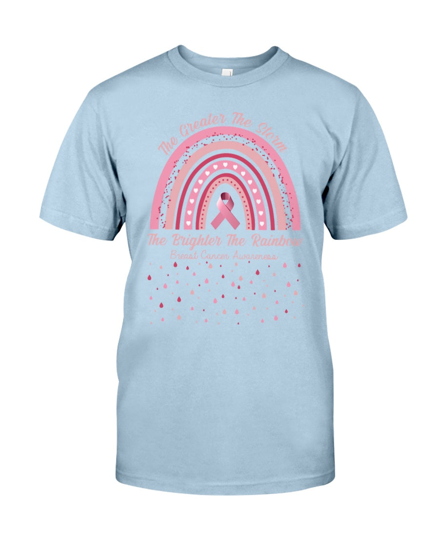 Je heftiger der Sturm, desto heller der Regenbogen – T-Shirt und Hoodie zur Sensibilisierung für Brustkrebs 0822
