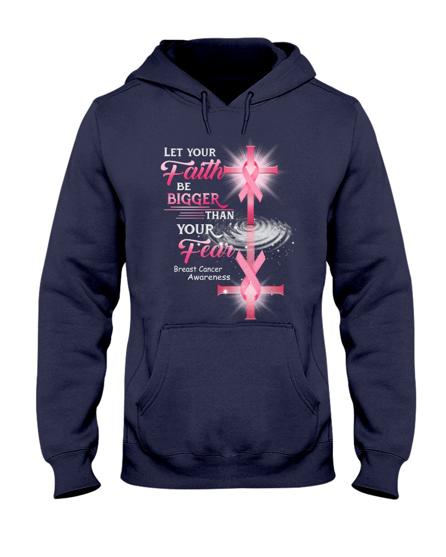 Lass deinen Glauben stärker sein als deine Angst – T-Shirt und Hoodie zur Sensibilisierung für Brustkrebs 0822