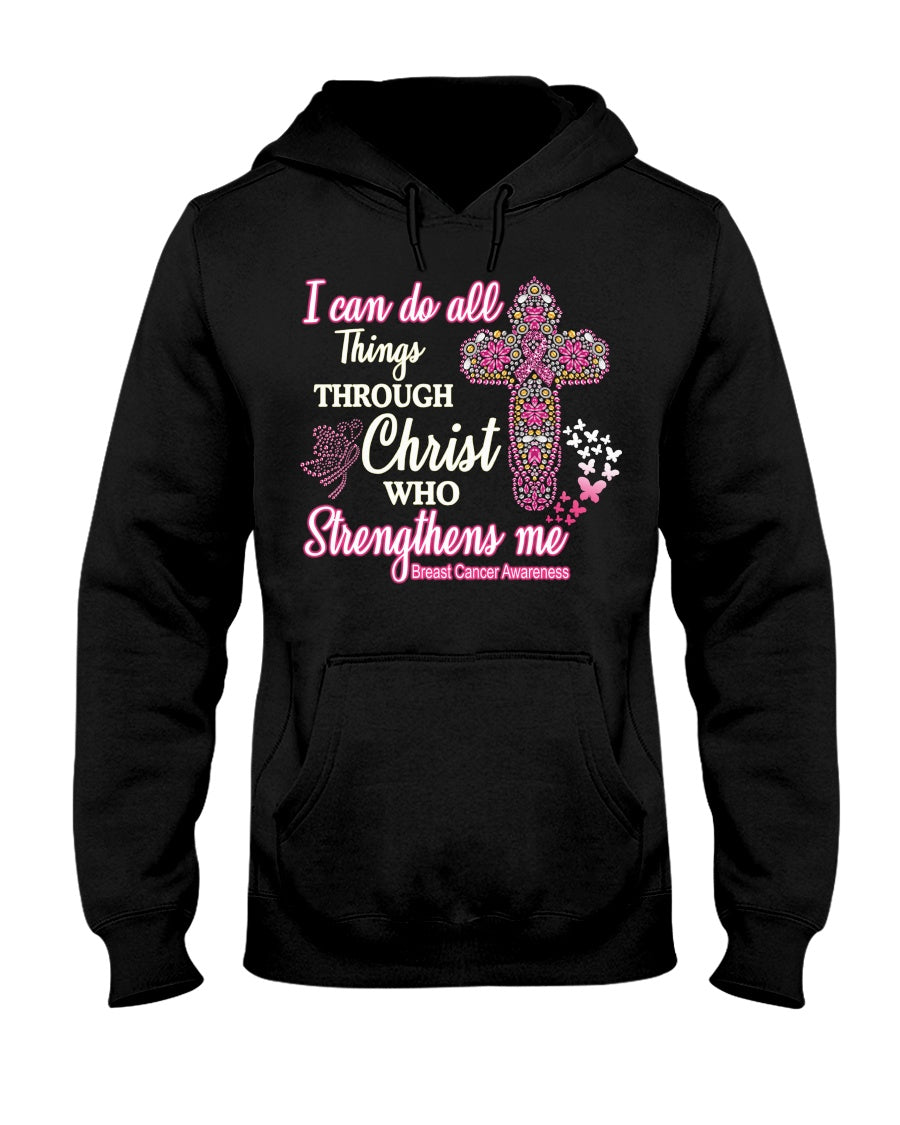 Ich vermag alles durch Christus, der mich stärkt – T-Shirt und Hoodie zur Sensibilisierung für Brustkrebs 0822