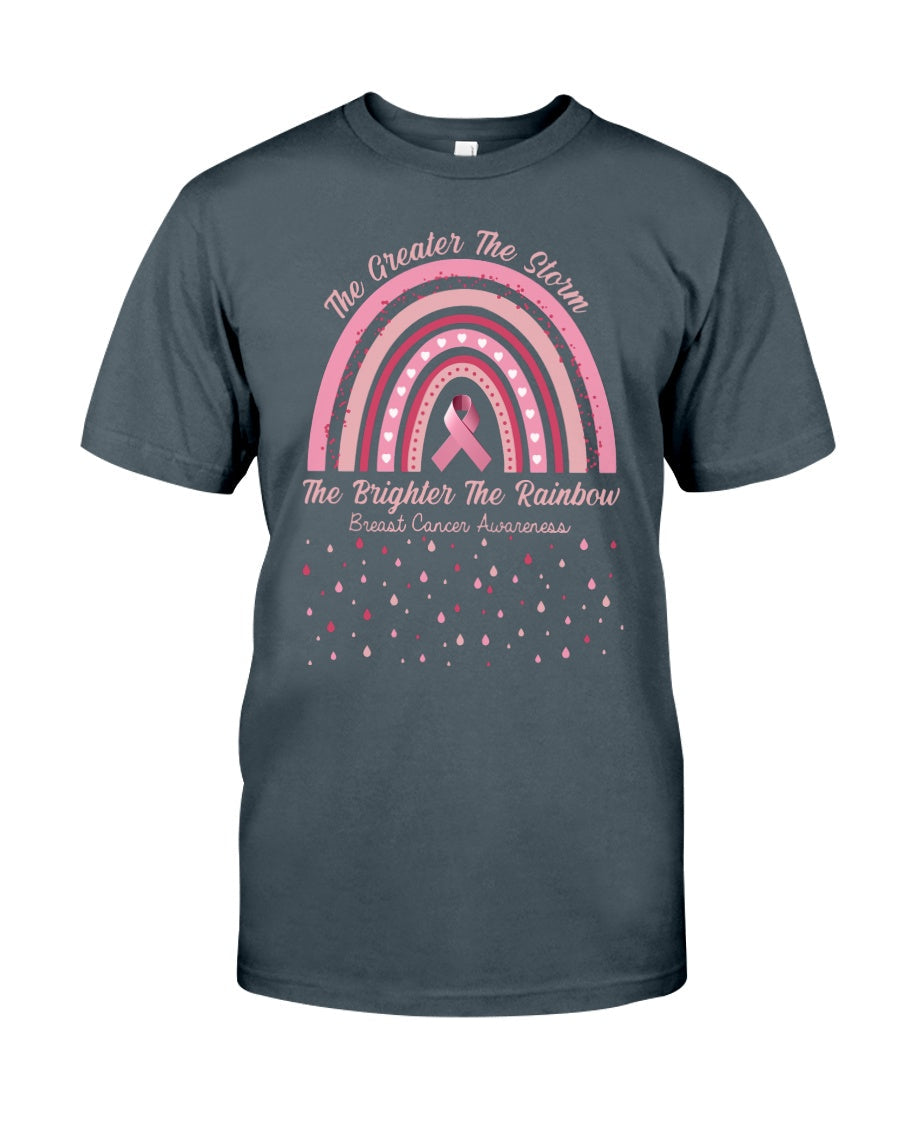 Je heftiger der Sturm, desto heller der Regenbogen – T-Shirt und Hoodie zur Sensibilisierung für Brustkrebs 0822