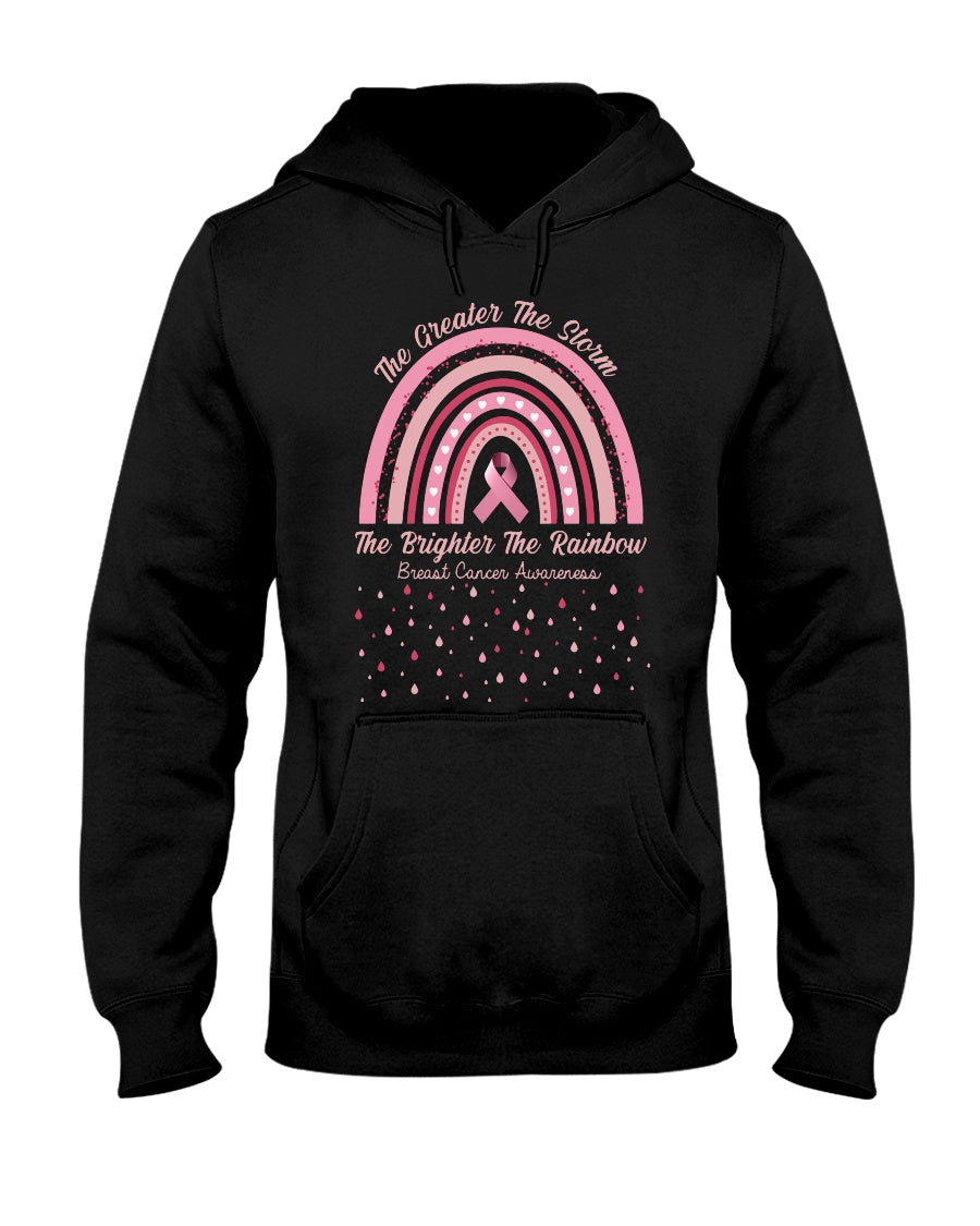 Je heftiger der Sturm, desto heller der Regenbogen – T-Shirt und Hoodie zur Sensibilisierung für Brustkrebs 0822