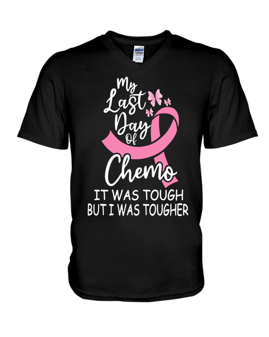 Mon dernier jour de chimio, c'était dur, mais j'étais plus forte - T-shirt et sweat à capuche de sensibilisation au cancer du sein 0822