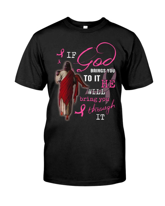 Si Dieu vous y conduit, il vous en sortira aussi - T-shirt et sweat-shirt de sensibilisation au cancer du sein 0822