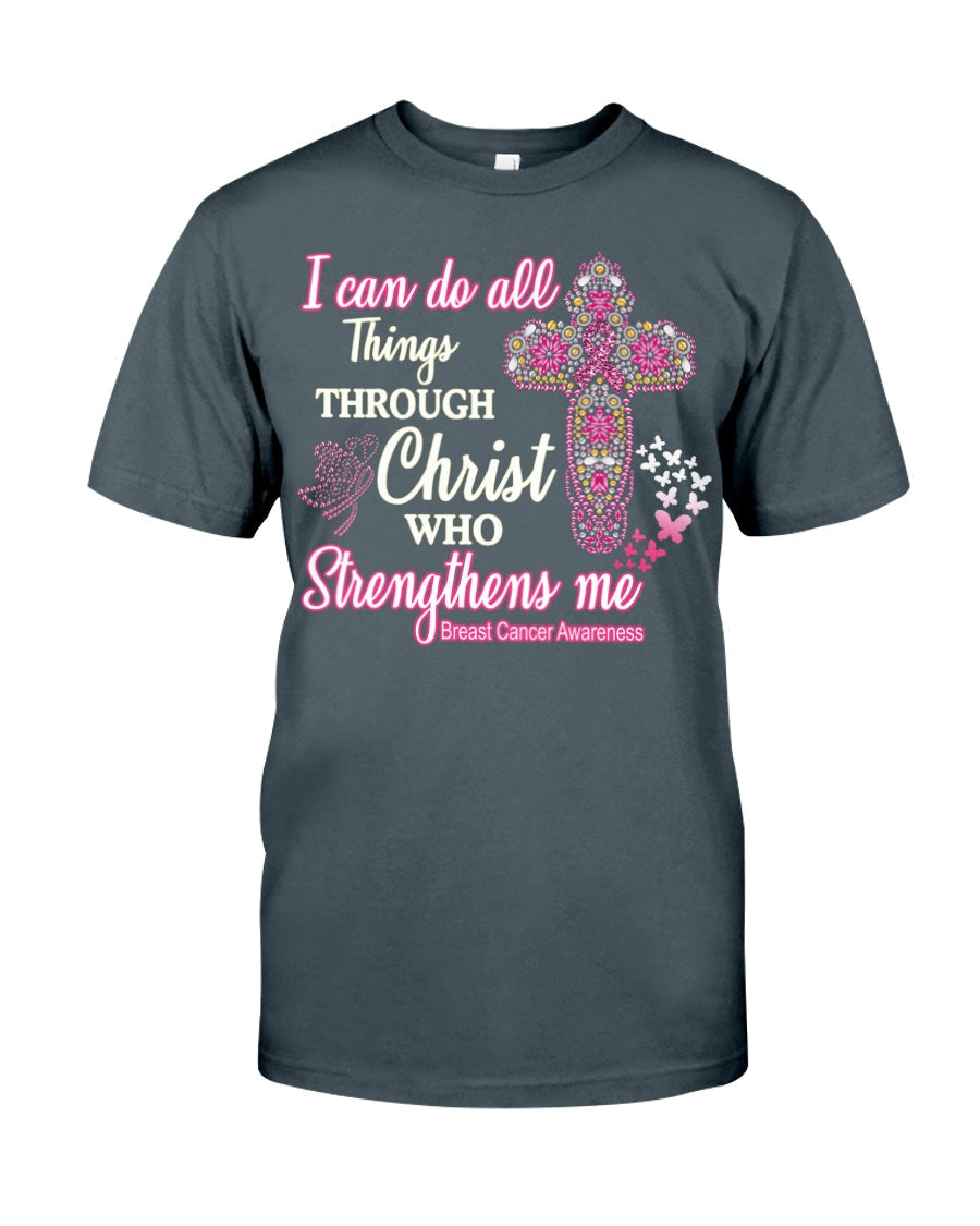 Ich vermag alles durch Christus, der mich stärkt – T-Shirt und Hoodie zur Sensibilisierung für Brustkrebs 0822