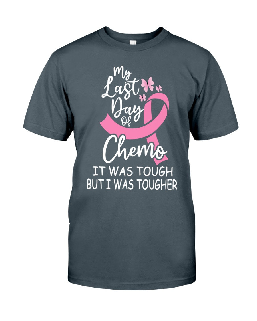 Mon dernier jour de chimio, c'était dur, mais j'étais plus forte - T-shirt et sweat à capuche de sensibilisation au cancer du sein 0822