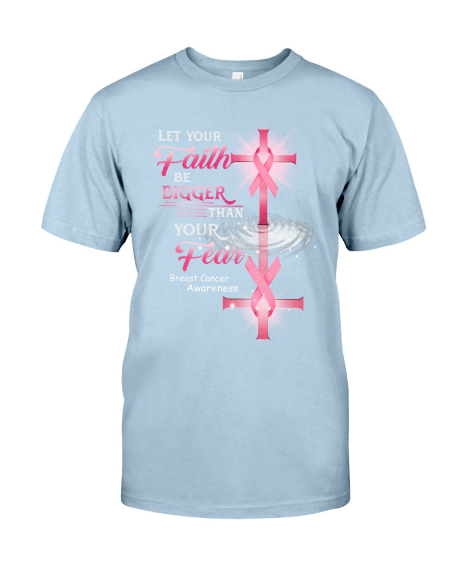 Lass deinen Glauben stärker sein als deine Angst – T-Shirt und Hoodie zur Sensibilisierung für Brustkrebs 0822