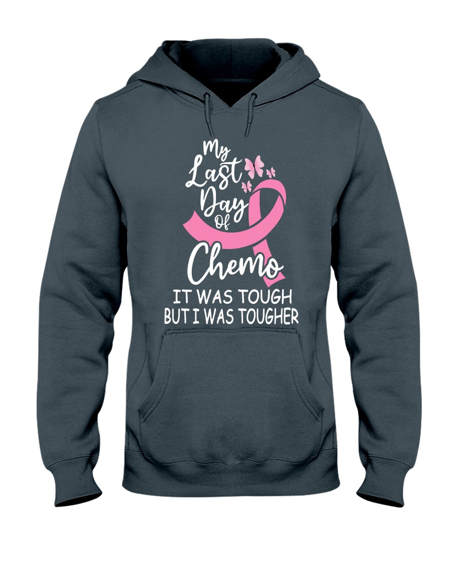Mon dernier jour de chimio, c'était dur, mais j'étais plus forte - T-shirt et sweat à capuche de sensibilisation au cancer du sein 0822