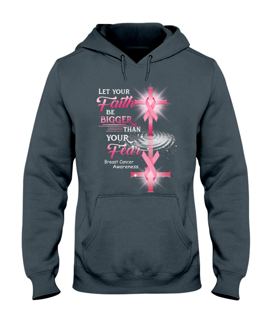 Lass deinen Glauben stärker sein als deine Angst – T-Shirt und Hoodie zur Sensibilisierung für Brustkrebs 0822