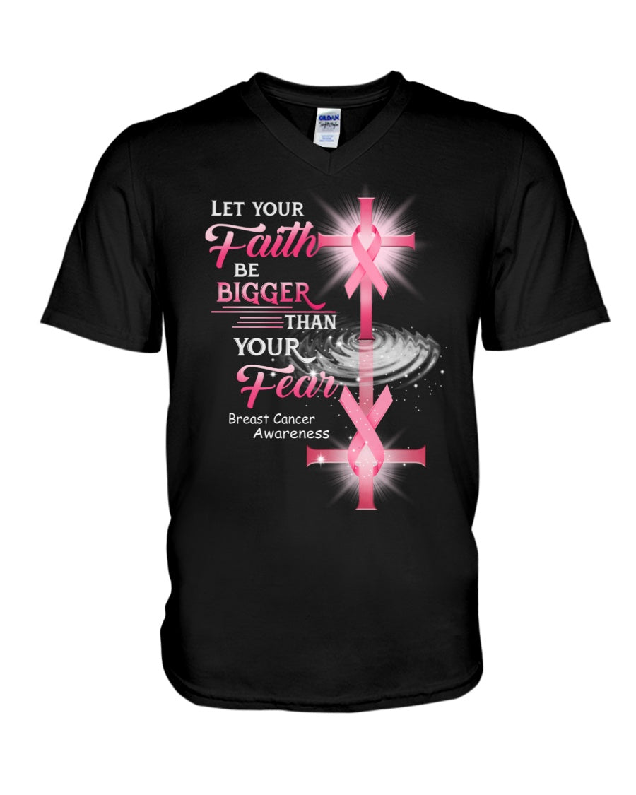 Lass deinen Glauben stärker sein als deine Angst – T-Shirt und Hoodie zur Sensibilisierung für Brustkrebs 0822