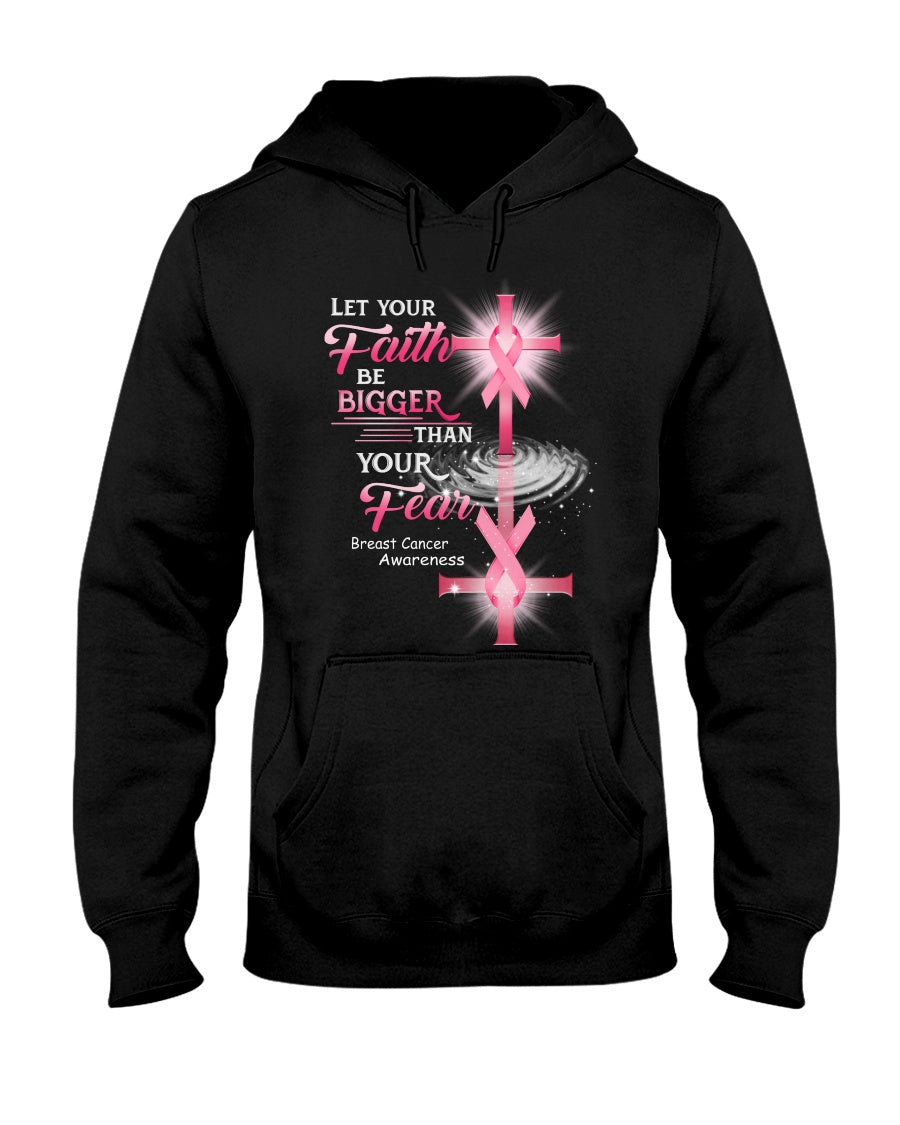 Lass deinen Glauben stärker sein als deine Angst – T-Shirt und Hoodie zur Sensibilisierung für Brustkrebs 0822