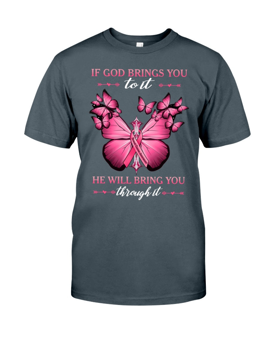 Si Dieu vous y conduit, il vous en sortira. Cancer du sein - T-shirt et sweat à capuche de sensibilisation au cancer du sein 0822