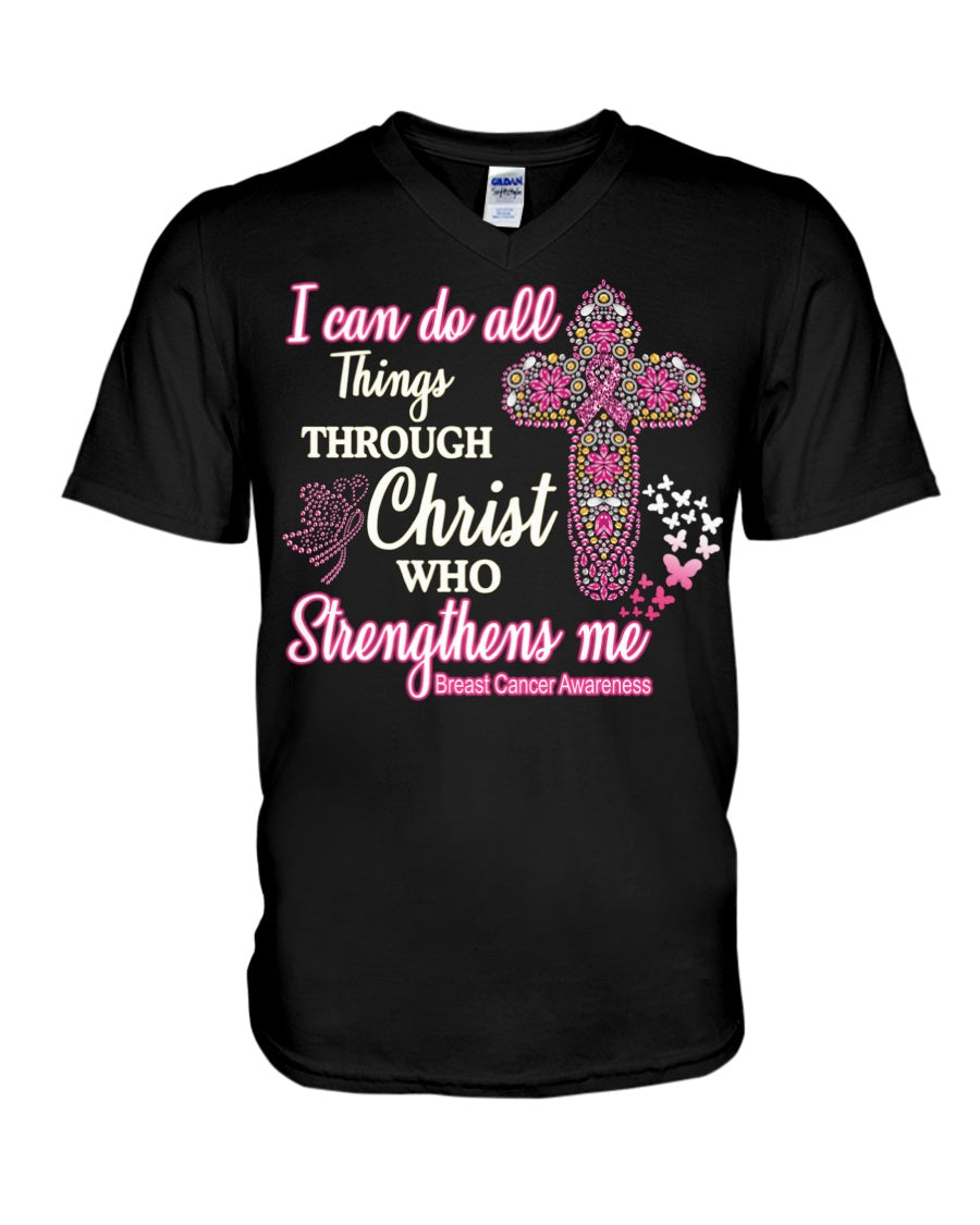 Ich vermag alles durch Christus, der mich stärkt – T-Shirt und Hoodie zur Sensibilisierung für Brustkrebs 0822