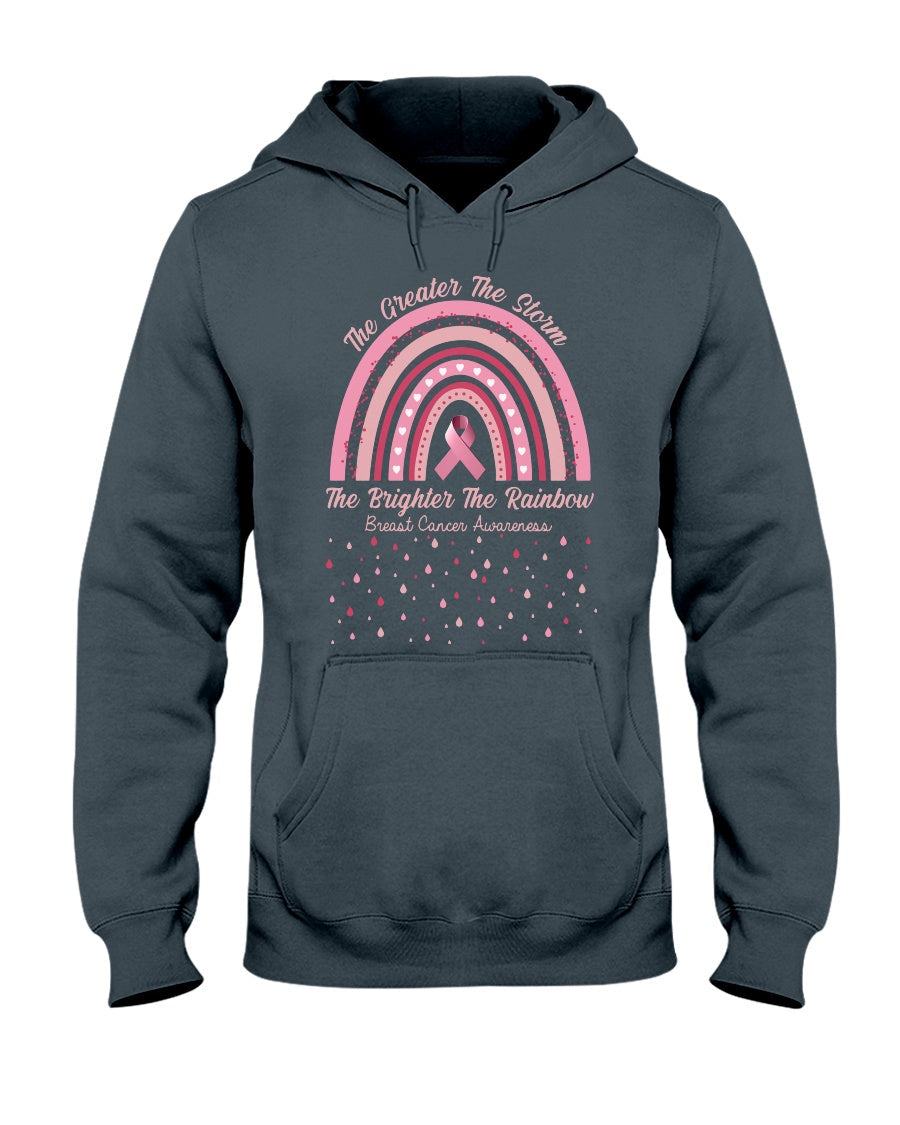 Je heftiger der Sturm, desto heller der Regenbogen – T-Shirt und Hoodie zur Sensibilisierung für Brustkrebs 0822