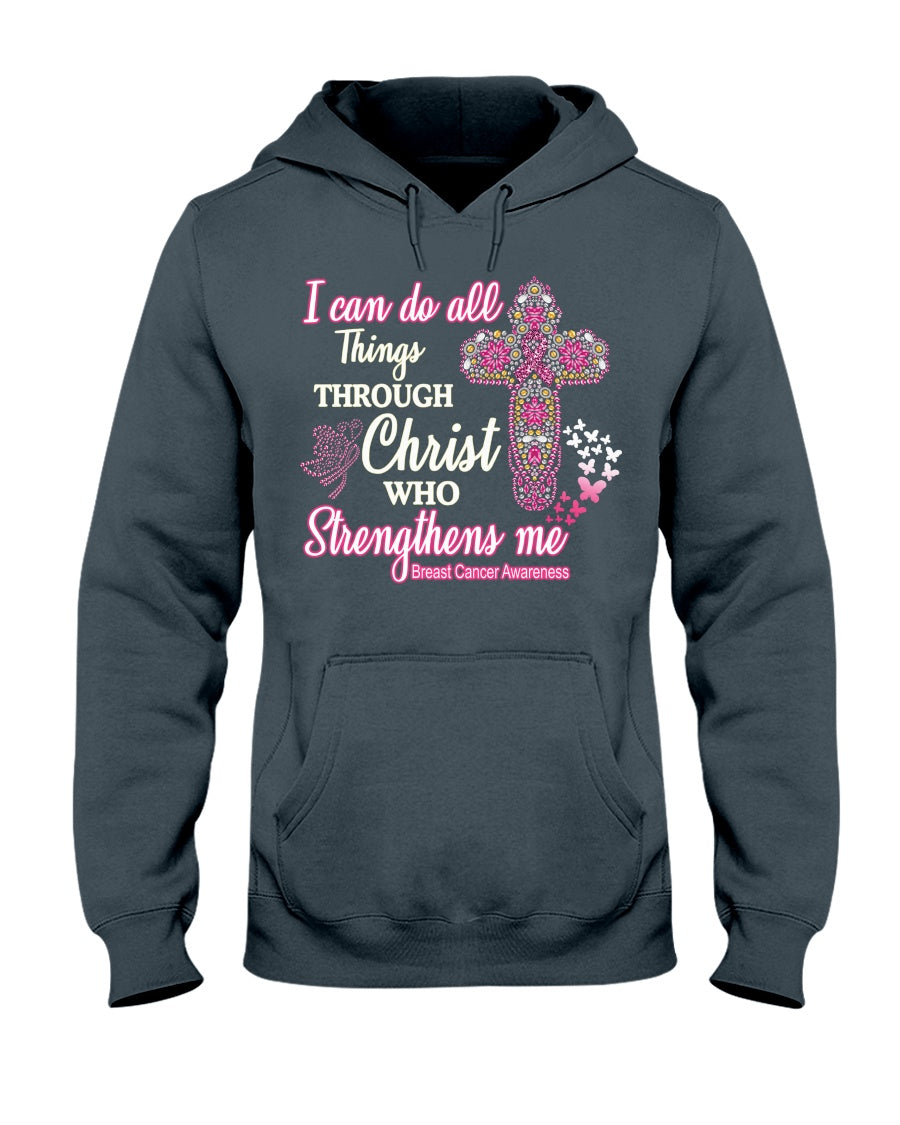 Ich vermag alles durch Christus, der mich stärkt – T-Shirt und Hoodie zur Sensibilisierung für Brustkrebs 0822