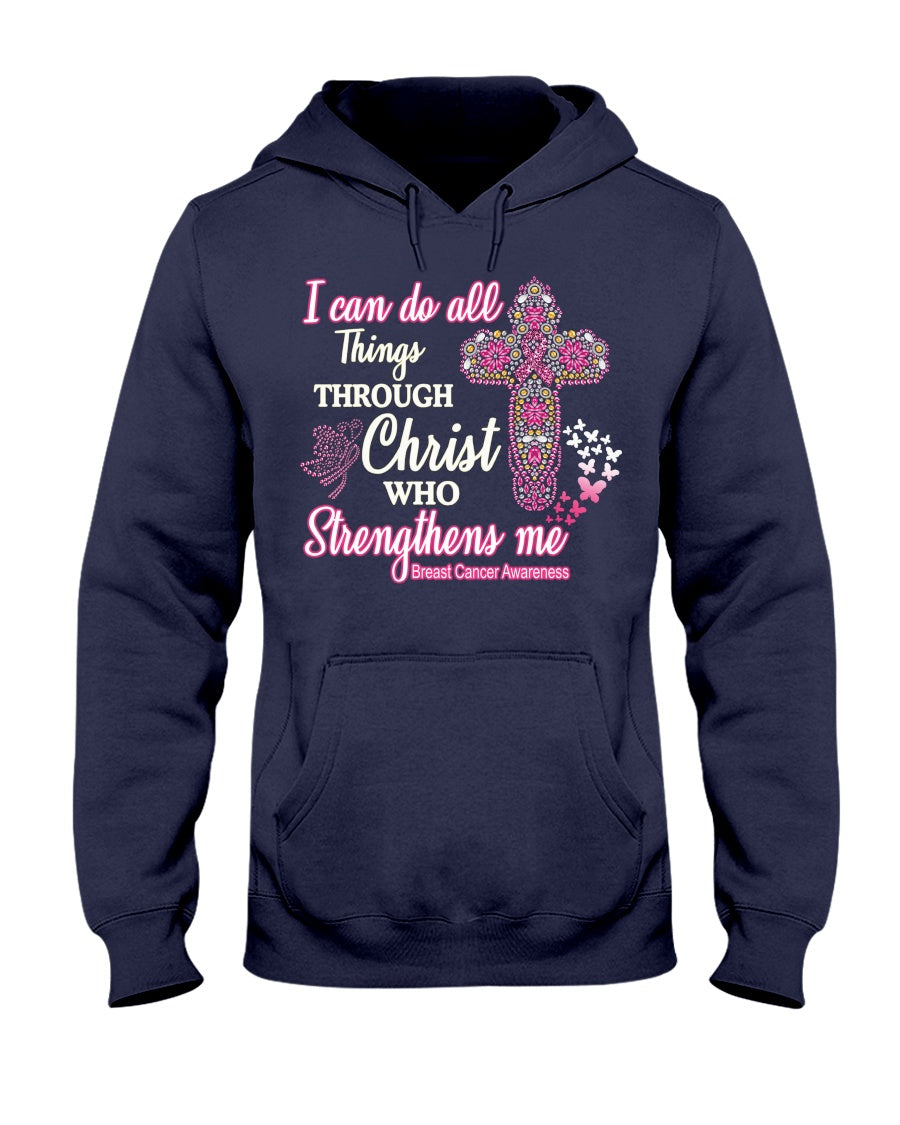 Ich vermag alles durch Christus, der mich stärkt – T-Shirt und Hoodie zur Sensibilisierung für Brustkrebs 0822