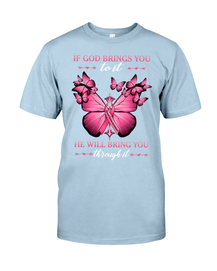Si Dieu vous y conduit, il vous en sortira. Cancer du sein - T-shirt et sweat à capuche de sensibilisation au cancer du sein 0822