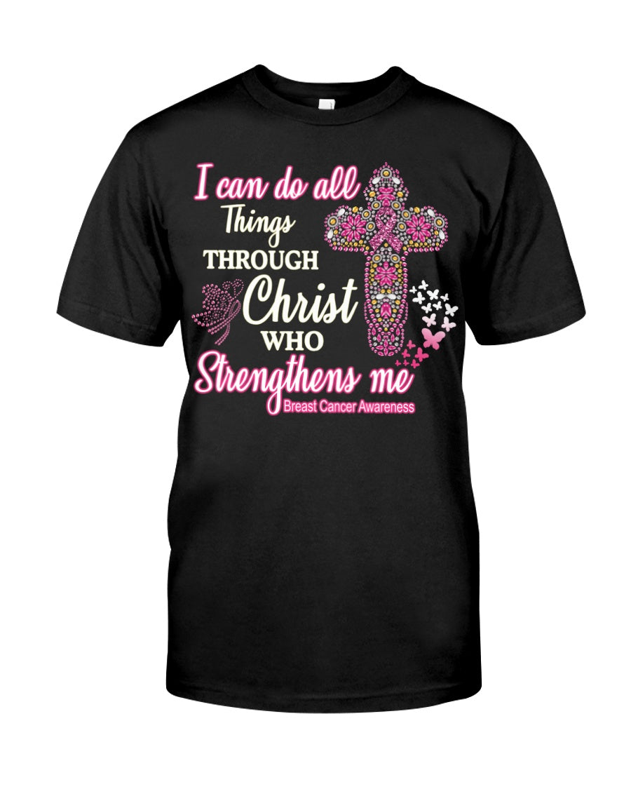 Ich vermag alles durch Christus, der mich stärkt – T-Shirt und Hoodie zur Sensibilisierung für Brustkrebs 0822