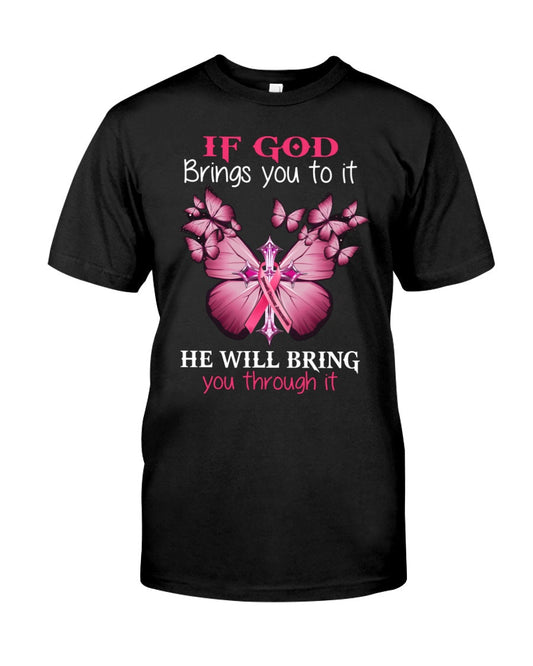 Si Dieu vous y conduit, il vous en sortira aussi - T-shirt et sweat-shirt de sensibilisation au cancer du sein 0822