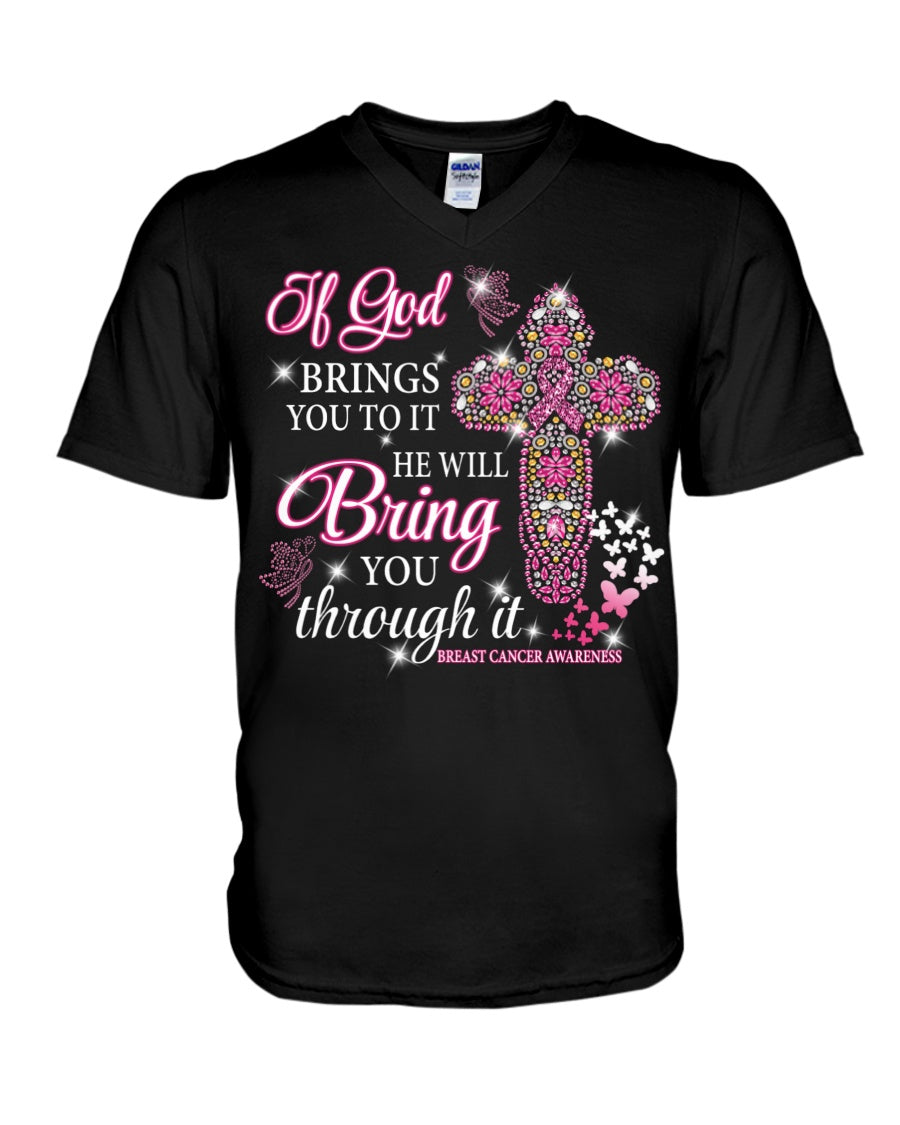 Wenn Gott dich in diese Situation führt, wird er dich auch hindurchführen. Brustkrebs – T-Shirt und Hoodie zur Sensibilisierung für Brustkrebs 0822