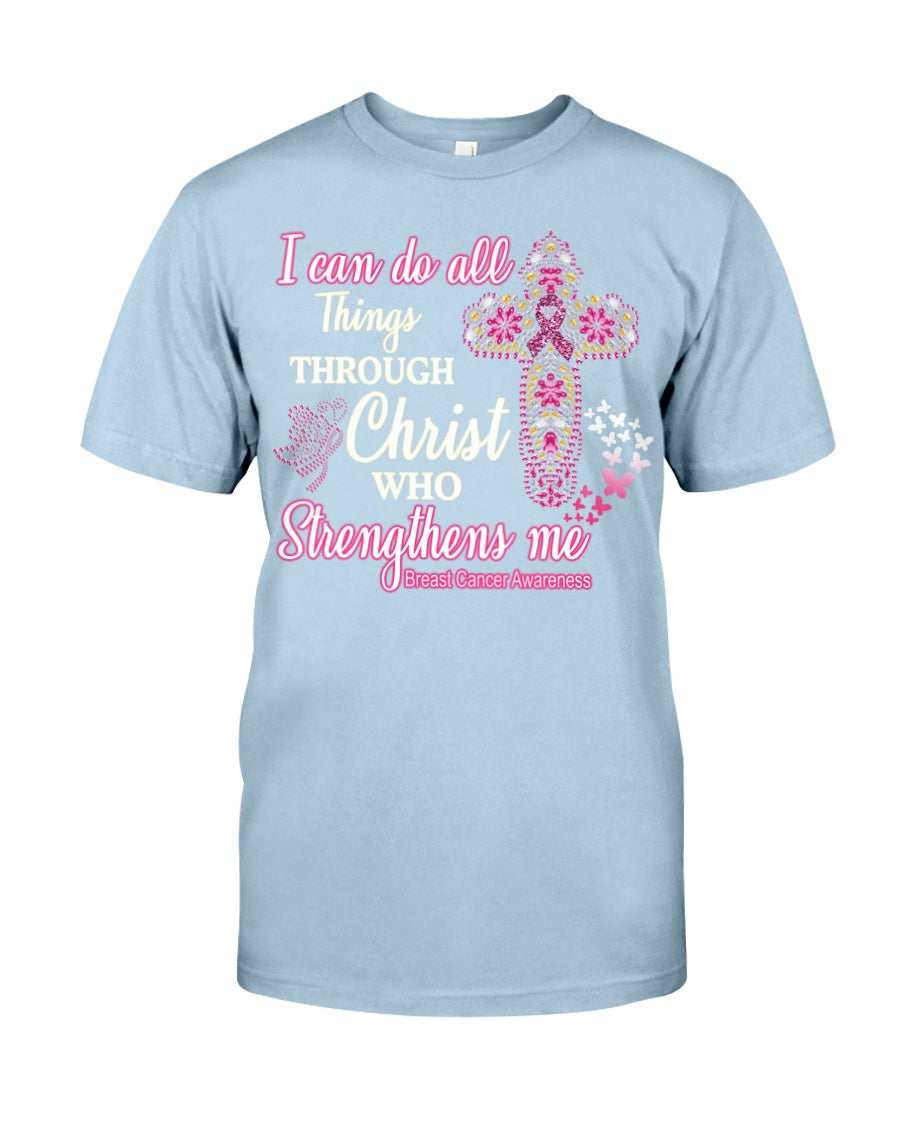 Ich vermag alles durch Christus, der mich stärkt – T-Shirt und Hoodie zur Sensibilisierung für Brustkrebs 0822