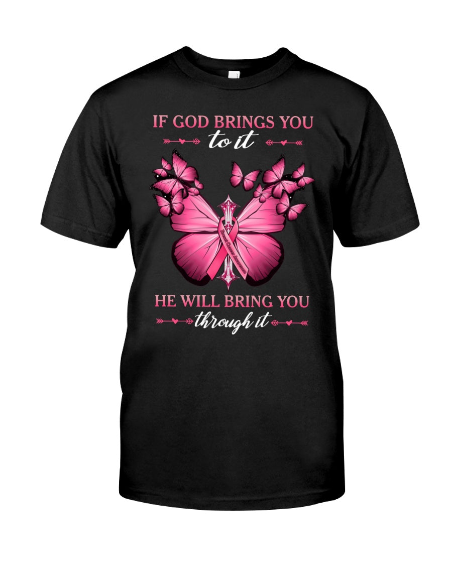 Si Dieu vous y conduit, il vous en sortira. Cancer du sein - T-shirt et sweat à capuche de sensibilisation au cancer du sein 0822