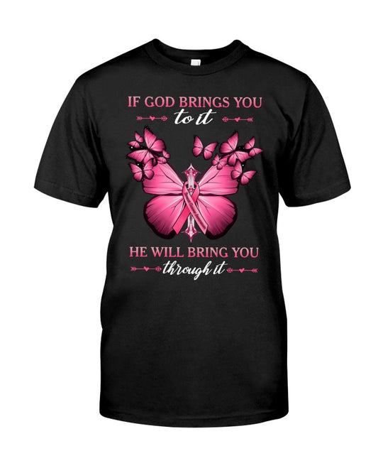 Si Dieu vous y conduit, il vous en sortira. Cancer du sein - T-shirt et sweat à capuche de sensibilisation au cancer du sein 0822