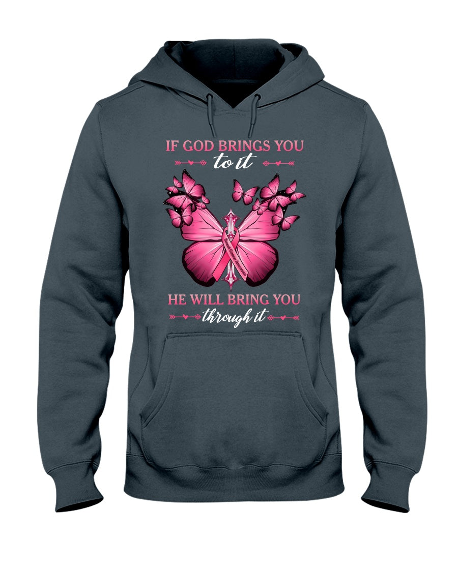 Si Dieu vous y conduit, il vous en sortira. Cancer du sein - T-shirt et sweat à capuche de sensibilisation au cancer du sein 0822