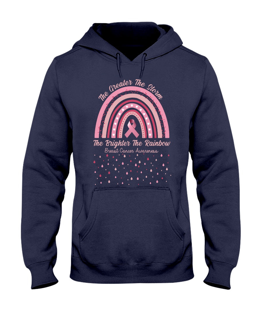 Je heftiger der Sturm, desto heller der Regenbogen – T-Shirt und Hoodie zur Sensibilisierung für Brustkrebs 0822