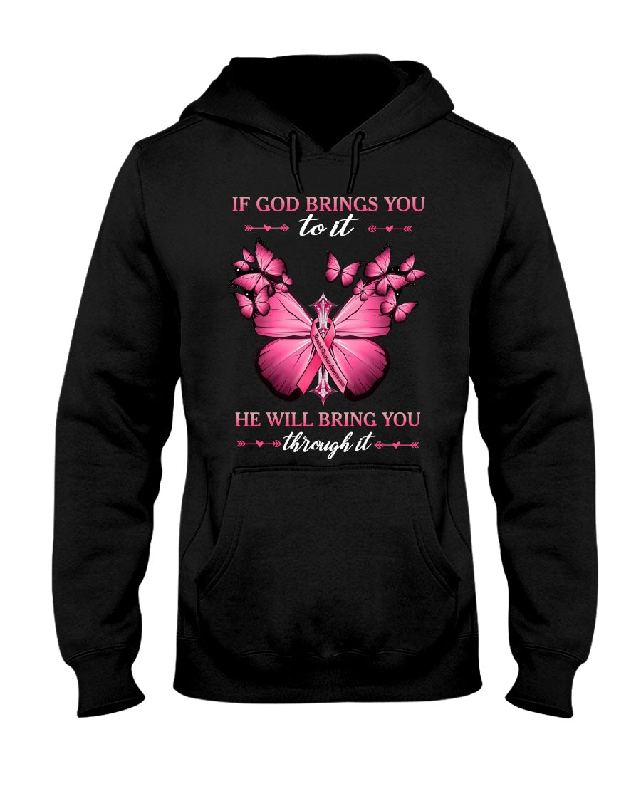 Si Dieu vous y conduit, il vous en sortira. Cancer du sein - T-shirt et sweat à capuche de sensibilisation au cancer du sein 0822