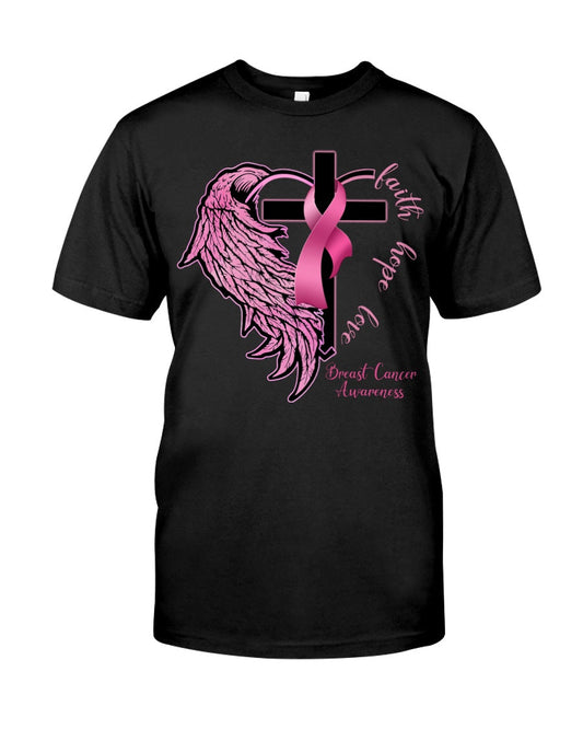 Foi, Espoir, Amour, Demi-ailes - T-shirt et sweat à capuche de sensibilisation au cancer du sein 0822