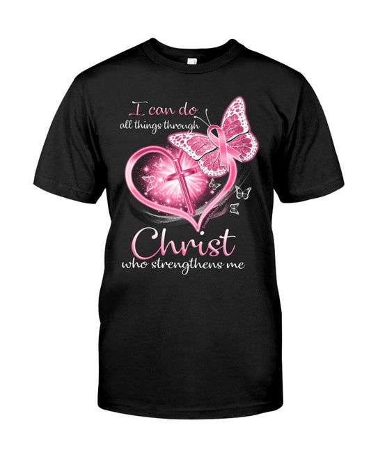 Sensibilisation au cancer du sein : Je peux tout faire grâce au Christ - T-shirt et sweat-shirt de sensibilisation au cancer du sein 0822
