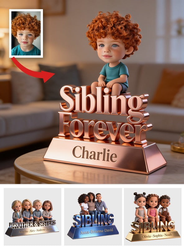 Sibling Forever Personalized Custom Shaped Acrylic Plaque, Cute Young Children Family Keepsake Gift for Desk Home Decor