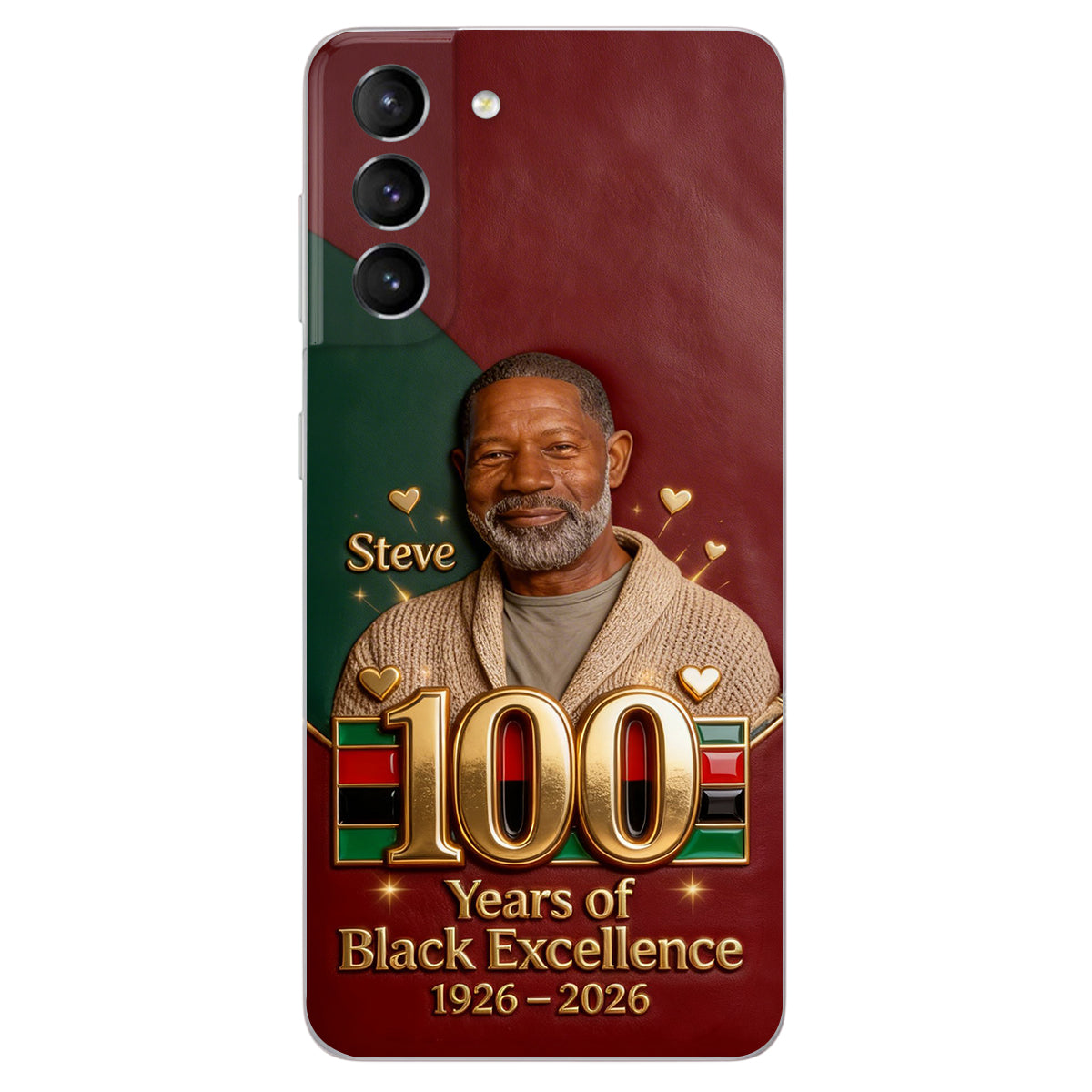 100 ans d'excellence noire - Étui de téléphone personnalisé en cuir afro-américain