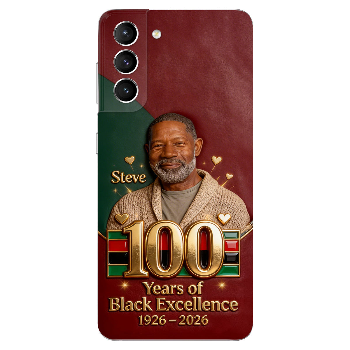 100 ans d'excellence noire - Étui de téléphone personnalisé en cuir afro-américain