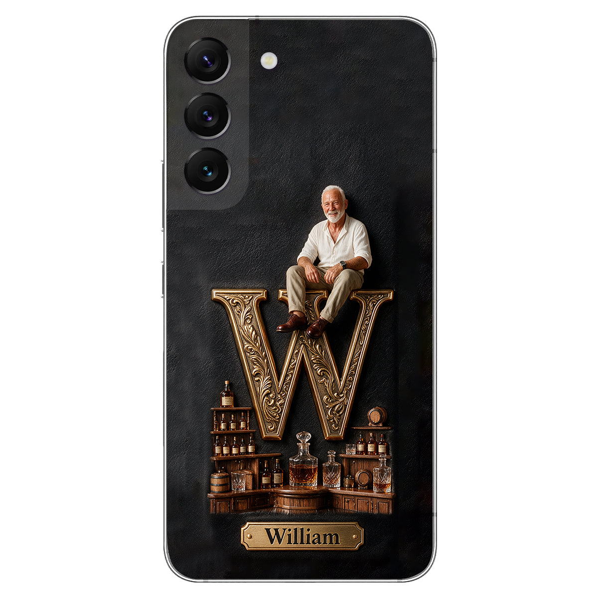 Alphabet Initial For Whiskey, Bourbon... Lovers - Personalized Whisky 3D Embossed Leather Phone Case